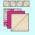 Cut small background squares & larger print squares